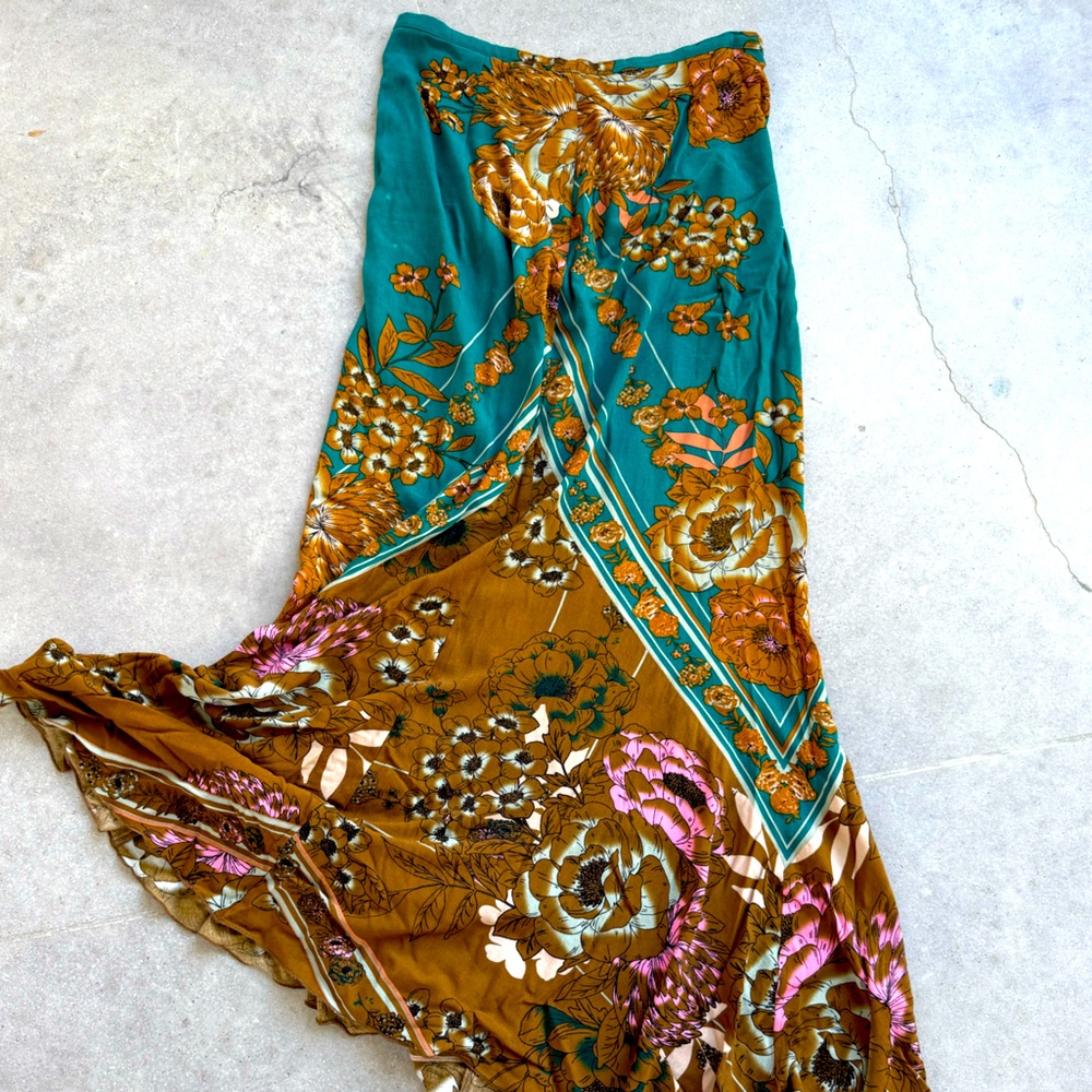 Free People Floral Bohemian Maxi Skirt XS